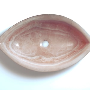 Boat shaped Pink onyx sink  - Handcrafted pink onyx sink - Natural onyx countertop sink