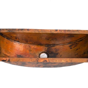 Copper trough sink - Hammered copper sinks - Rustic Copper Washbasins - Large undercounter trough sink