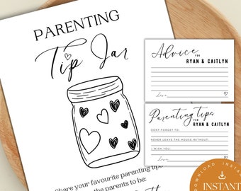 Minimal Parenting Tip Jar, Baby Shower, Advice & Wishes for Parents To Be, Baby Predictions and Advice, Baby Template, Printable, MW