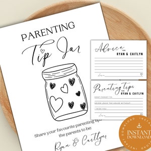 Minimal Parenting Tip Jar, Baby Shower, Advice & Wishes for Parents To Be, Baby Predictions and Advice, Baby Template, Printable, MW