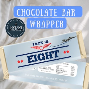 Fighter Pilot Candy wrapper, Fighter Jet birthday favor, Pilot invite, Plane Invitation, Boys Airplane Invitation, Military Jet Invite, Fp