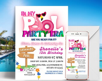 Editable Pool Party Invitation, In My Pool Party Era Invitation, Birthday Era Invitation, Friendship Bracelet Invite, Taylor Invite