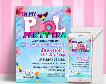 Editable Pool Party Invitation, In My Pool Party Era Invitation, Birthday Era Invitation, Friendship Bracelet Invite, Taylor Invite