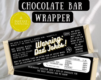 Happy FATHER'S DAY Candy Bar Wrapper, Printable Instant Download, Father's Day Gift Idea, Last Minute Diy Gift For Dad, Dad Jokes chocolate