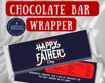 Happy FATHER'S DAY Candy Bar Wrappers,Printable Instant Download, Father's Day Gift Idea, Last Minute Diy Fathers Day Gift For Dad,Chocolate