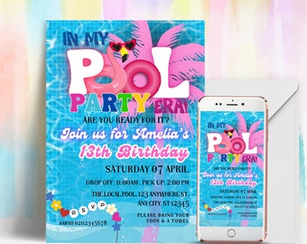 Editable Pool Party Invitation, In My Pool Party Era Invitation, Birthday Era Invitation, Friendship Bracelet Invite, Taylor Invite