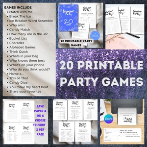 Birthday Games, Party Game Bundle, Sweet 16, Sleepover Birthday, Slumber Party, Printable Instant, Teenage Birthday