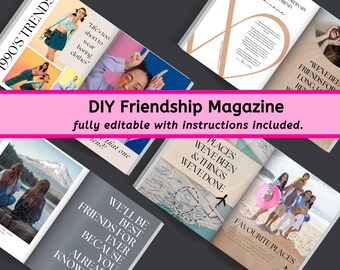 Magazine template to personalize - bestie edition - 34 pages, best friend gift, mom gift, mothers day.