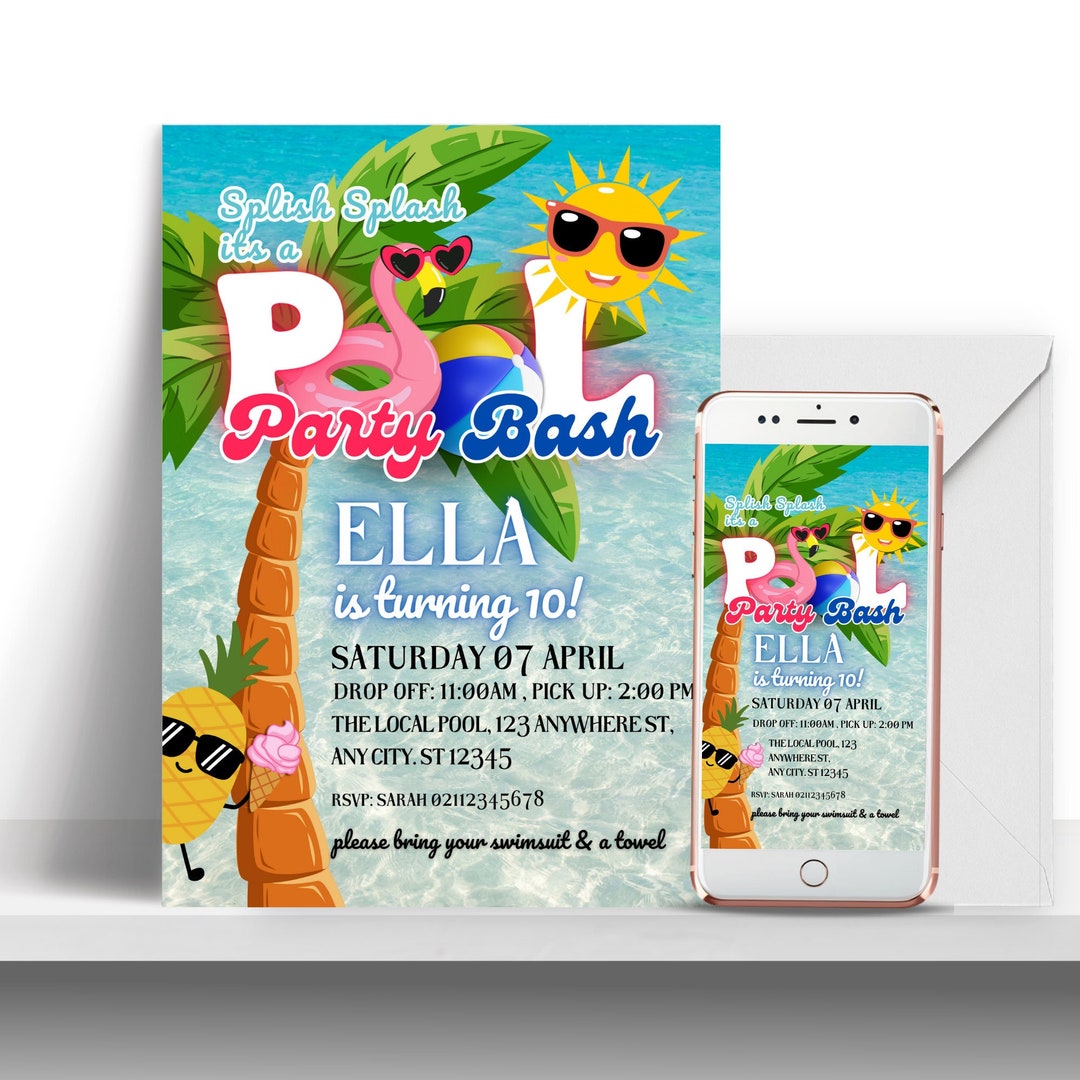 Editable Pool Party Invitation, in My Pool Party Era Invitation ...