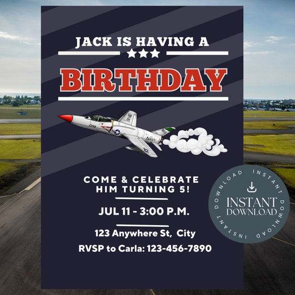 Fighter Pilot Invitation, Fighter Jet Invite, Pilot Invitation, Plane Invitation, Boys Airplane Invitation, Military Jet Invitation, Fp