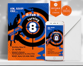 Editable Birthday Invitation Template, Printable Birthday Party Invitations, Digital Kids Party Invite Template