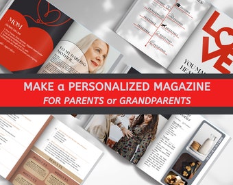 Magazine template to personalize- 38 pages, wife, mother, present, Mothers day gift idea, grandmother gift idea, personalized gift