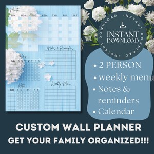 Wall Organizer|Undated Wall Planner|Family Schedule|Reusable Wall Planner| Family Organizer|Printable Wall Planner|Planner for Kids|Calendar