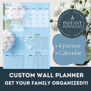 Wall Organizer|Undated Wall Planner|Family Schedule|Reusable Wall Planner| Family Organizer|Printable Wall Planner|Planner for Kids|Calendar