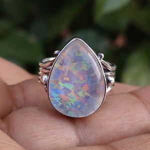 Opal Ring, 925 Sterling Silver Ring, Multi Color Ethiopian Opal Ring, Unique Handmade Crafted Gemstone Ring, Women Ring, Gift For Her, ///