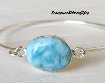 Larimar-armband, 925 sterlingzilveren armband, vrouwenarmband, Larimar-sieraden, handgemaakte armband, zilveren sieraden, edelsteenarmband, boho-armband,