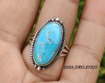 Blue Mohave Turquoise Ring: Sterling Silver Boho Jewelry