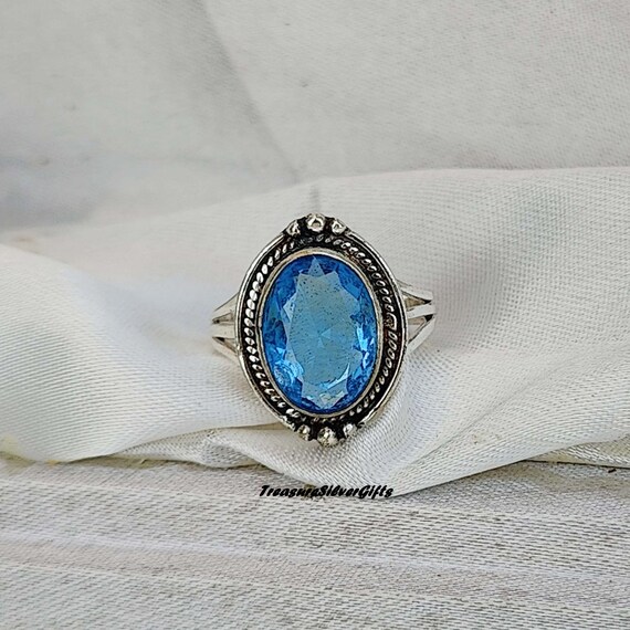 ANELLO IN ORO Antico 750 Con Topazio Azzurro Epoca Anni 50-60 EUR 400 - Foto 5