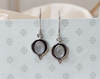 Handmade Moonstone Dangle Earrings: Sterling Silver Boho Jewelry