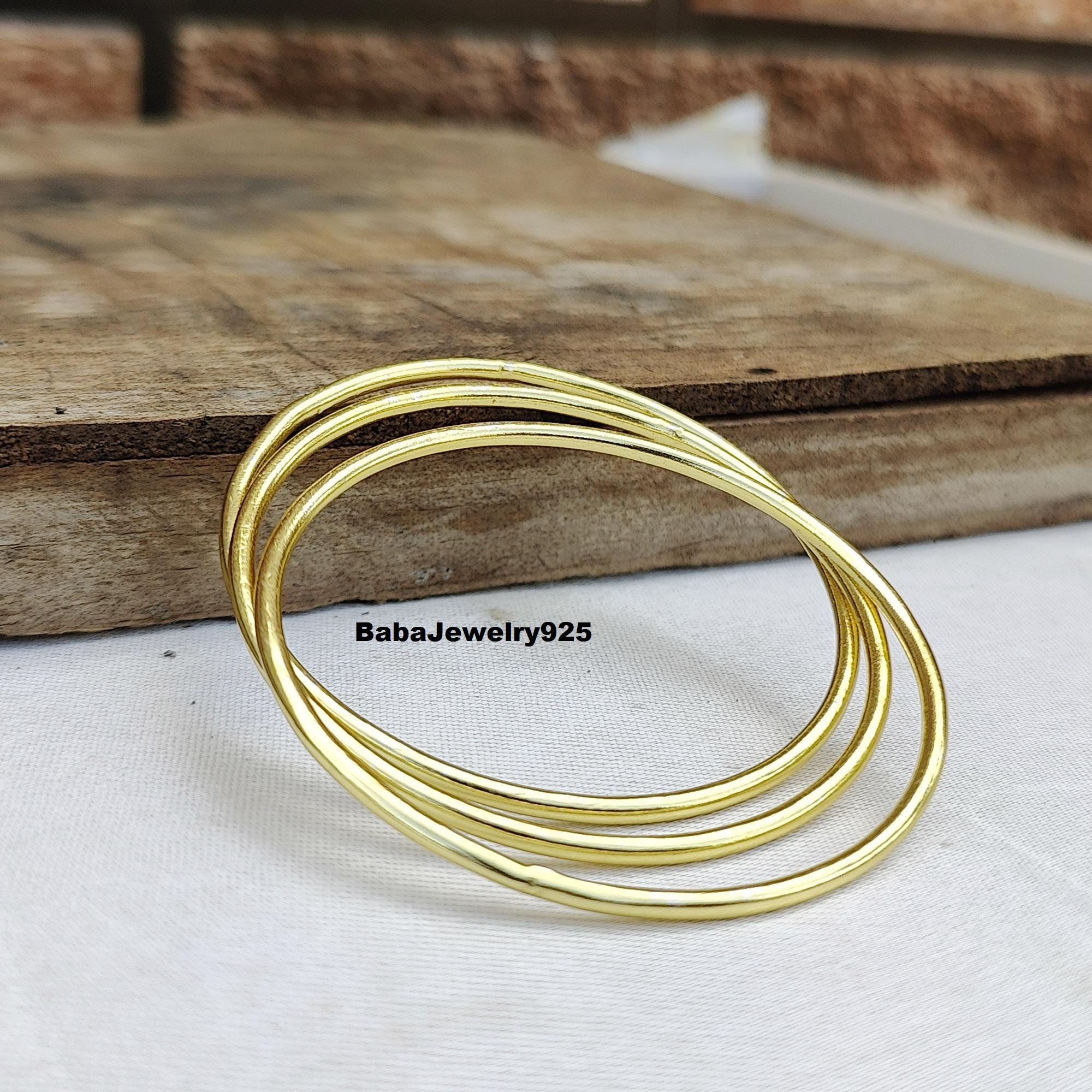 Set Di 10 Bracciali Rigidi Placcati Oro 18K Per Donna - Stile Bohémien Martellato - Gioielli Impilabili
