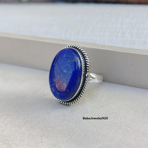 Lapis Lazuli Ring, 925 Sterling Silber Ring, Handgemachter Ring, Oval Form Ring, Lapis Lazuli Schmuck, Edelstein Ring, Geschenk Für Frauen, Geschenkidee