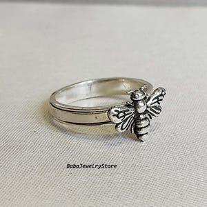 Bee spinner ring, 925 sterling silver ring, Statement ring, Fidget ring, Women ring, Honey Bee ring, Anxiety Ring, Meditation Ring, Gifts,
