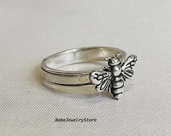 Bee spinner ring, 925 sterling silver ring, Statement ring, Fidget ring, Women ring, Honey Bee ring, Anxiety Ring, Meditation Ring, Gifts,