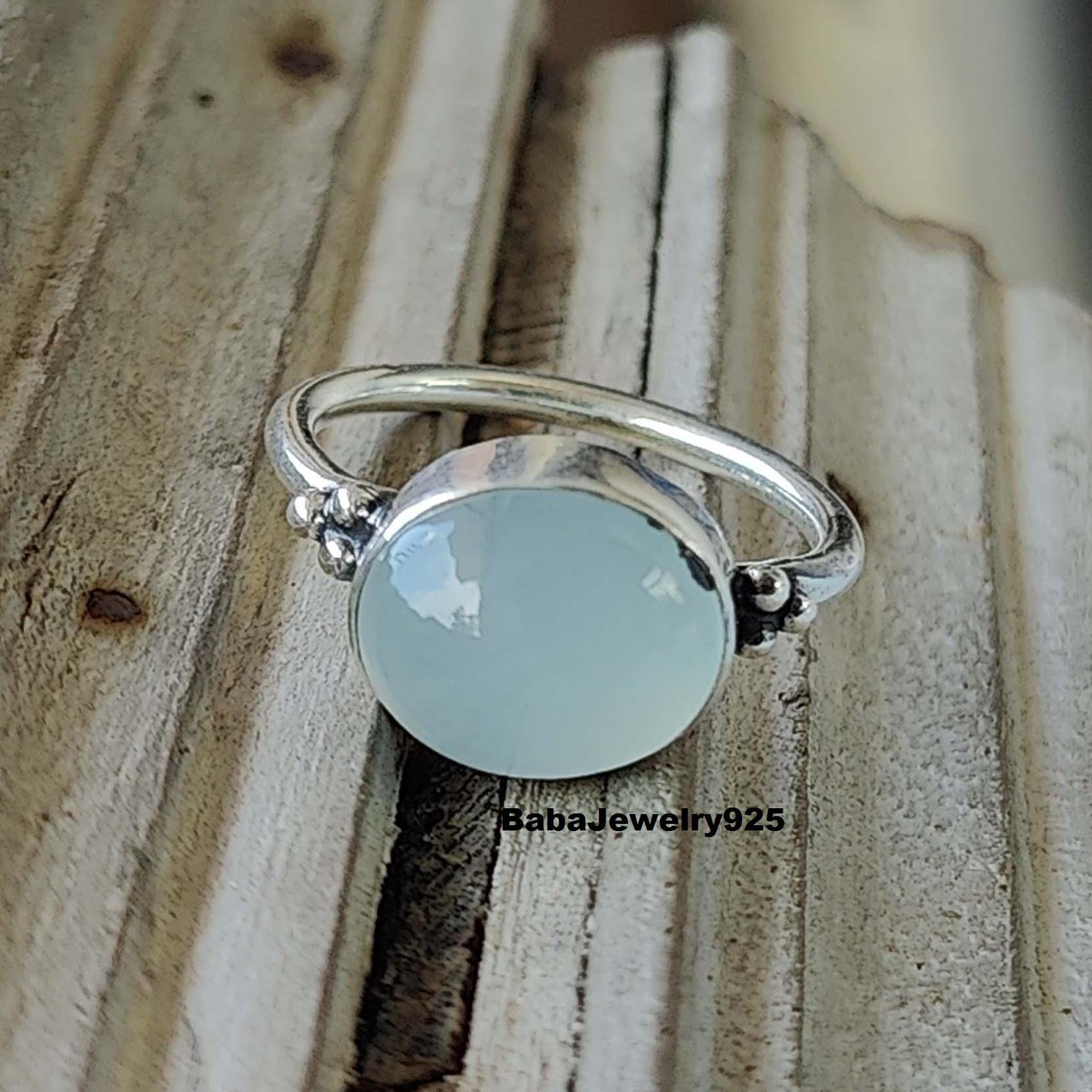 Sterling Silver Aqua Blue CZ Ring