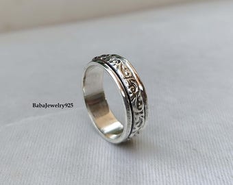 Silver Spinner Ring, Handmade Ring, 925 Sterling Silver, Silver Jewelry, Boho Band Ring, Lovely Ring, Stylish Band Ring, Spinner Band Ring
