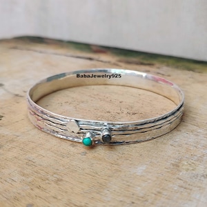 Turquoise & Labradorite Spinner Bangle, 925 Sterling Silver Bangle, Beautiful Bangle, Unique Bangle, Silver Jewelry, Amazing Bangle