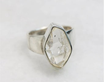 Herkimer Diamond Ring, Statement Ring, 925 Silver Ring, Handmade Ring, Natural large Herkimer, large Silver Jewelry,