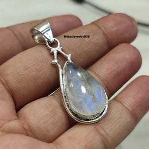 Pear Moonstone Pendant: Handmade 925 Sterling Silver Gemstone Jewelry
