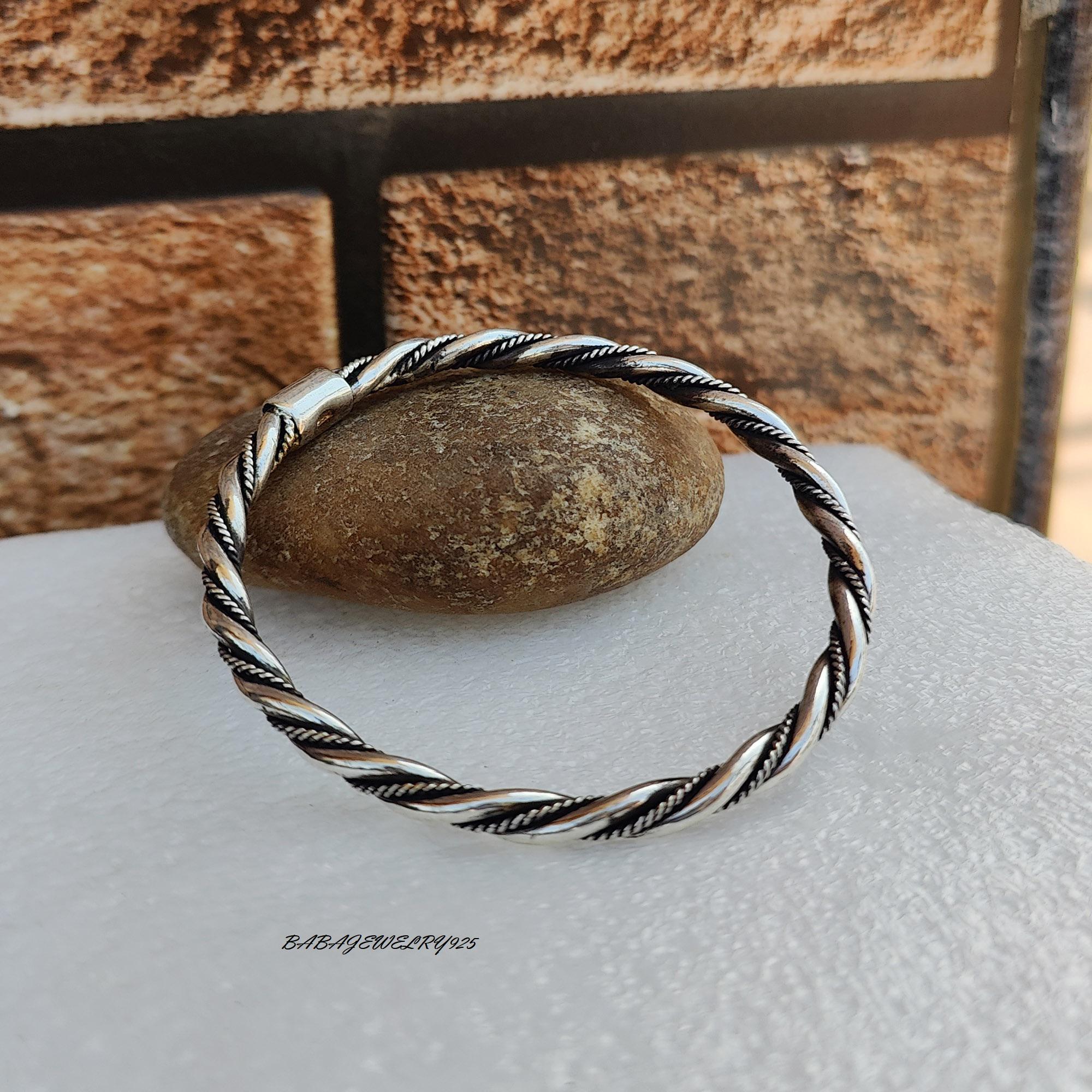 Handmade Sterling Silver Twisted Bangle Bracelet - Etsy Israel
