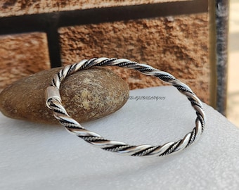 Handmade Sterling Silver Twisted Bangle Bracelet - Etsy Israel