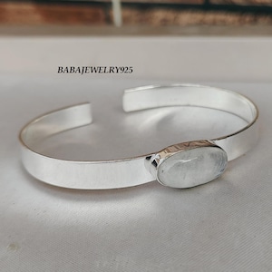 Wunderschöner Mondstein Armreif, 925 Sterling Silber Armreif, Statement Armreif, Silber Armreif, Mondstein Schmuck, Edelstein Armband, ///