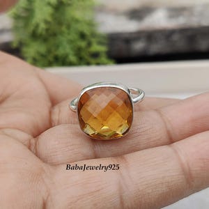 Handmade Citrine Ring: 925 Sterling Silver Boho Jewelry
