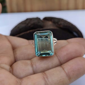 Anillo de plata con aguamarina, anillo de plata de ley 925, anillo de piedra preciosa de aguamarina, anillo hecho a mano, anillo de plata, anillo hermoso, anillo de promesa, ///