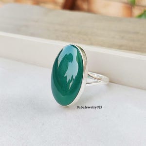 Handmade Green Onyx 925 Sterling Silver Ring: Gemstone Jewelry