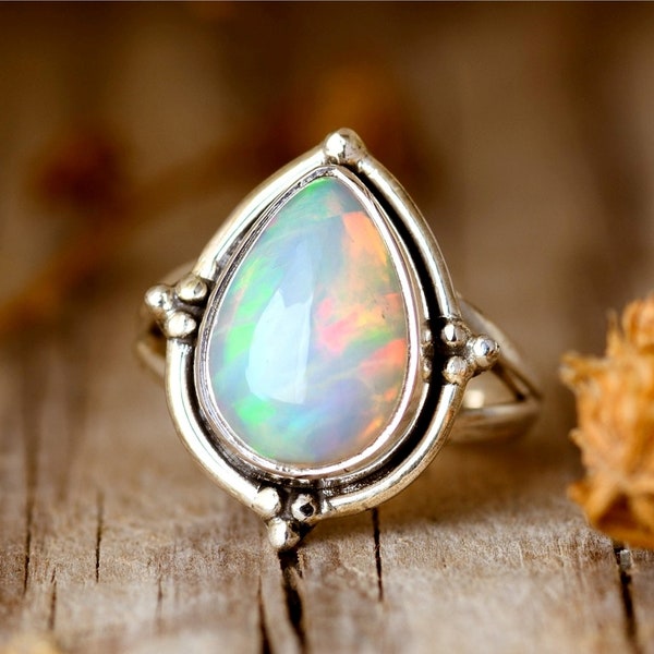 Ethiopian Opal Ring, 925 Sterling Silver, Handmade Ring, Women Ring, Gemstone Ring, Jewelry Ring, Boho Ring, African Opal Ring, Gift For Her