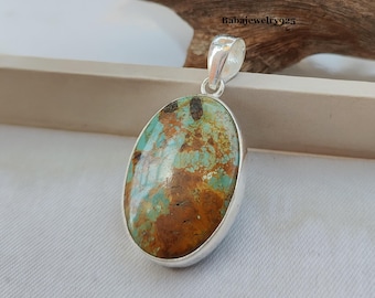 Kingman Turquoise Necklace, 925 Sterling Silver Pendant, Handmade Pendant, Silver Pendant, Women Jewelry, Turquoise Jewelry, Gift For Her