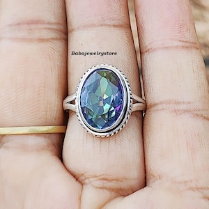 Mystic Topaz Ring: Handmade 925 Sterling Silver Statement Ring