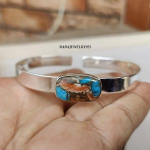 Oesterkoper turkoois armband, 925 sterlingzilveren armband, jubileumcadeau, belofte armband, handgemaakte armband, sierlijke armband, cadeau voor de liefde