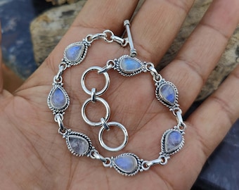 Natürlicher Mondstein Armband, 925 Sterling Silber Armband, Silber Armband, hübsches tragen Armband, Geschenk für Frauen, Birthstone Armbänder, ///