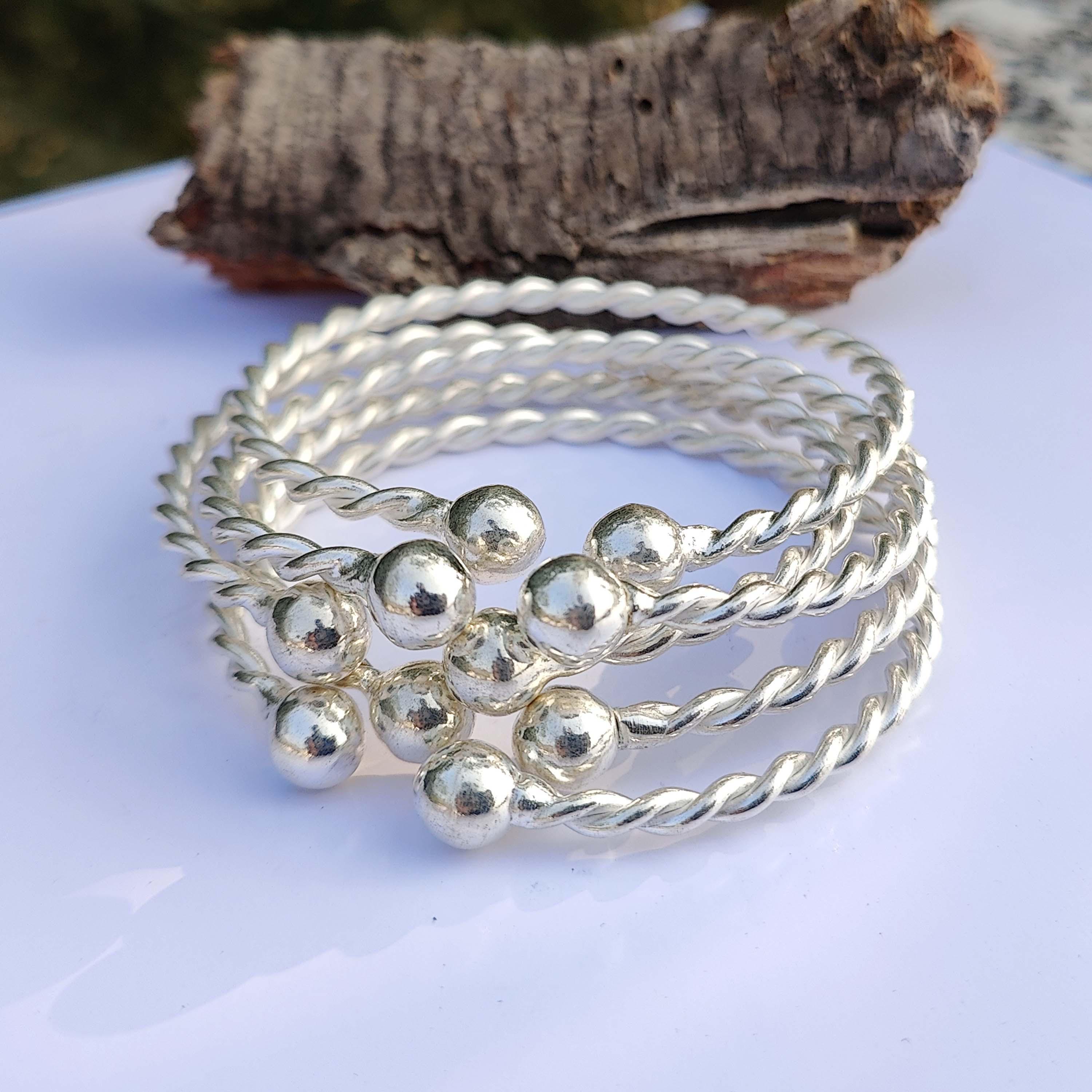 Set of 5 Bangles in 925 Sterling Silver~ Adjustable Bangles~ Sterling ...