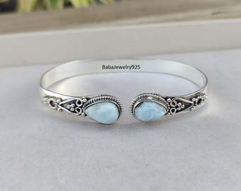 Larimar Armreif, 925 Sterling Silber Armreif, Designer Armreif, Frauen Armreif, Handgefertigter Armreif, ////
