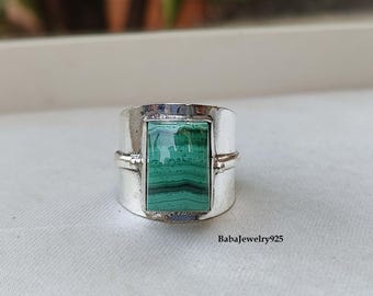 Beautiful Malachite Ring, 925 Sterling Silver, Statement Jewelry, Gemstone Ring, Silver Band Ring, Top Quality Rings, Gift To Love, Rings