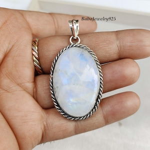 Rainbow Moonstone Silver Necklace~ Special Necklace~ Moonstone Jewelry~ Luminous Moonstone Pendant For Women~ Silver Jewelry~ Gift To Love