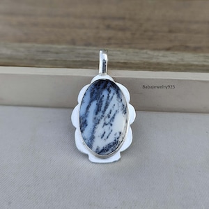 Dendritic Opal Pendant, 925 Silver Sterling Pendant, Dendritic Opal Jewelry, Opal Necklace, Gemstone Pendant, Handmade Women Necklace, Gifts