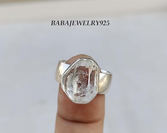 Raw Harkimar Ring* Gemstone Ring* 925 Sterling Silver Ring* Designer Ring* Harkimar Gemstone* Silver Band Ring* Lovely Ring* Gift For, ///