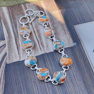 Oyster Copper Turquoise Bracelet: Handmade 925 Sterling Silver Jewelry